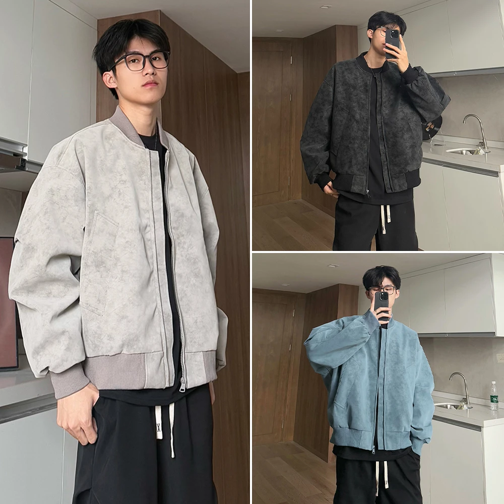 JUJUPS2025痞帅棒球领男女春季外套男生春秋百搭宽松皮衣飞行夹克