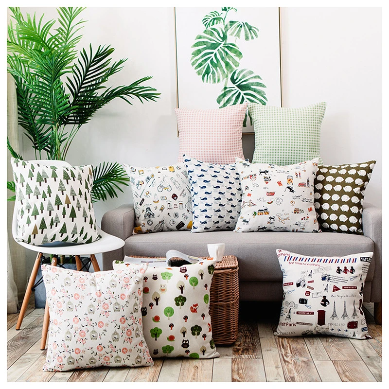 北欧田园风格涤棉格子抱枕套沙发床头汽车靠垫装饰简约靠枕靠背垫