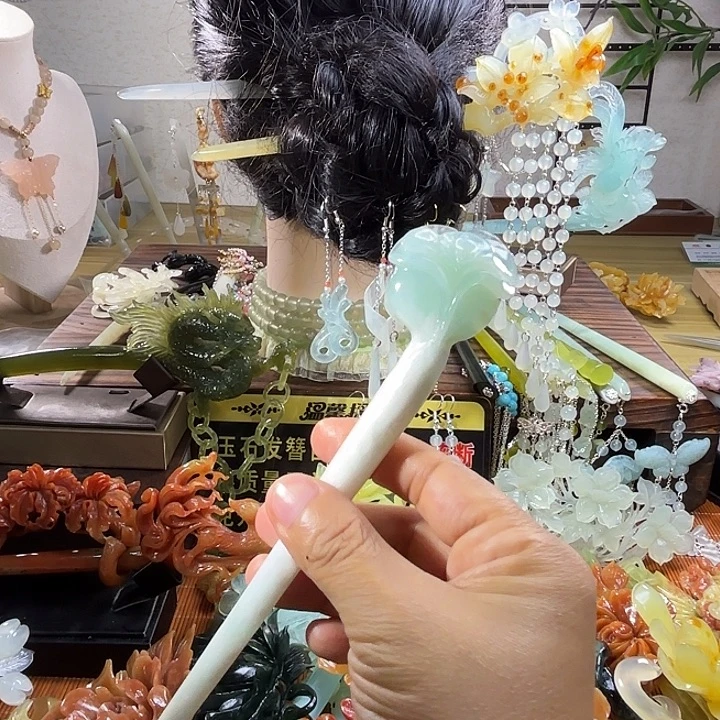 蛇纹石玉合金发饰