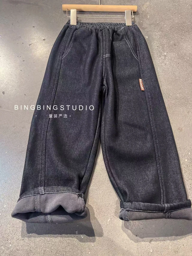 K645儿童加绒水洗牛仔裤
