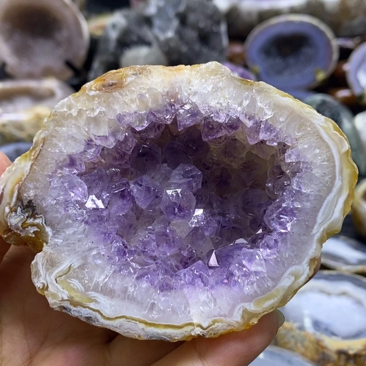 未镶嵌珠宝半成品水晶紫晶花盘