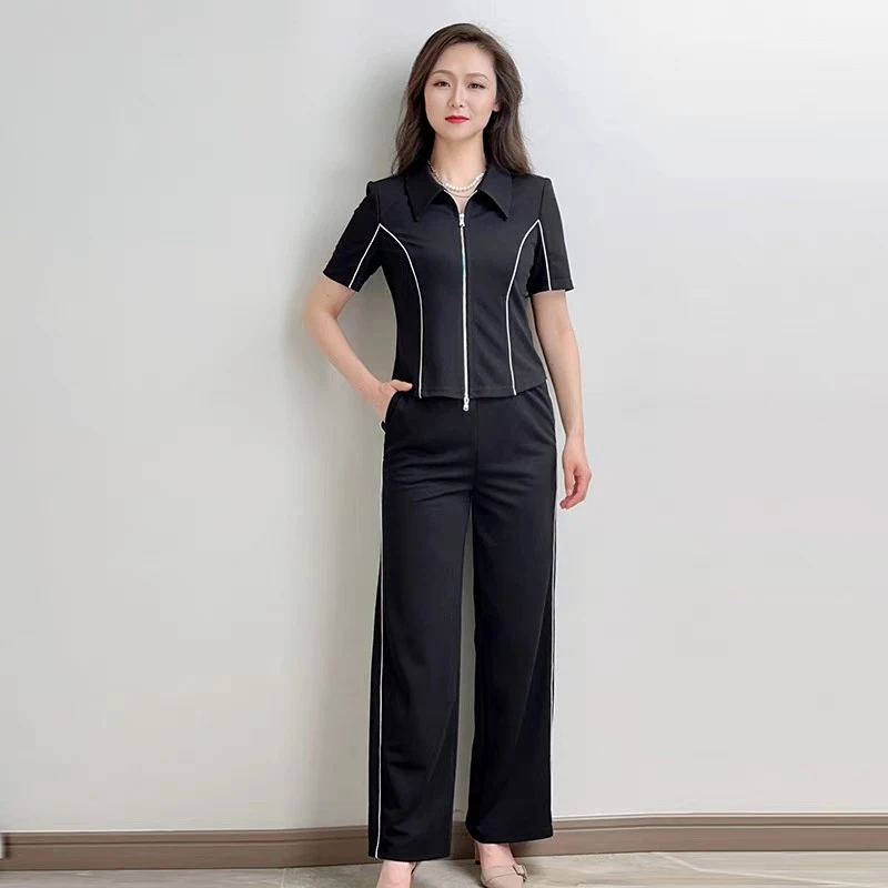 【HT488】洋气新款时尚气质夏套装两件套短袖大码显瘦套夏裙