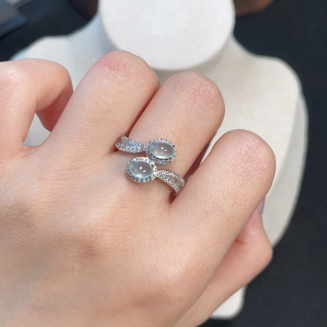 翡翠戒指银S925镶嵌54888