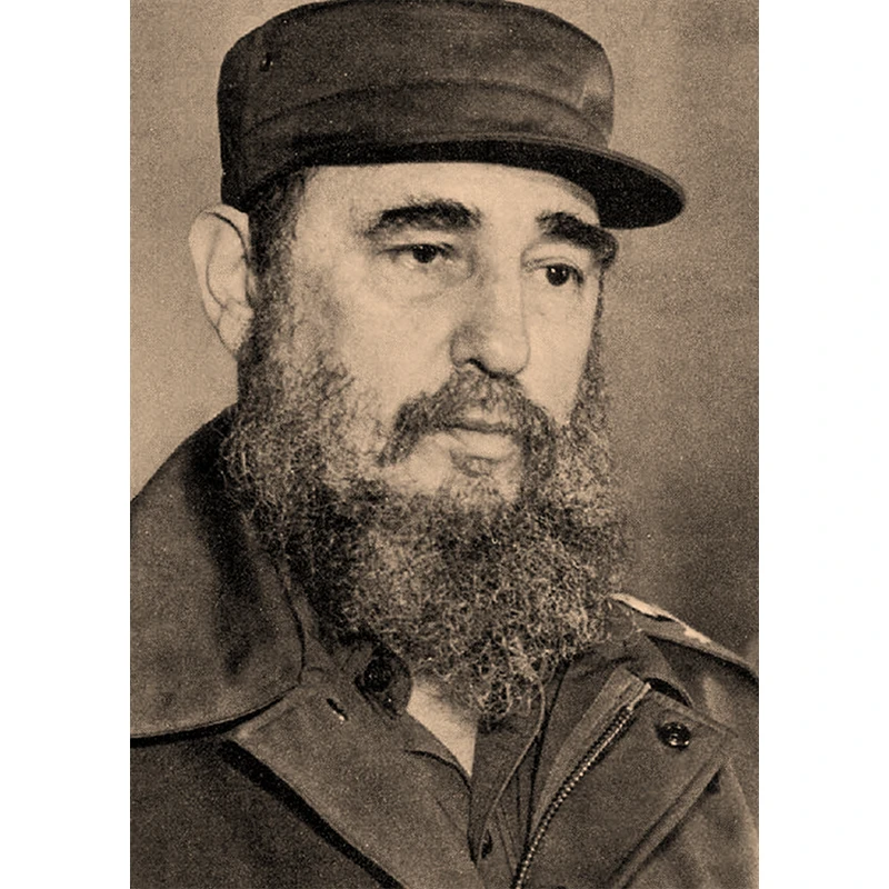 卡斯特罗古巴国父政治家苏维埃政权红色革命复古牛皮纸装饰画画框