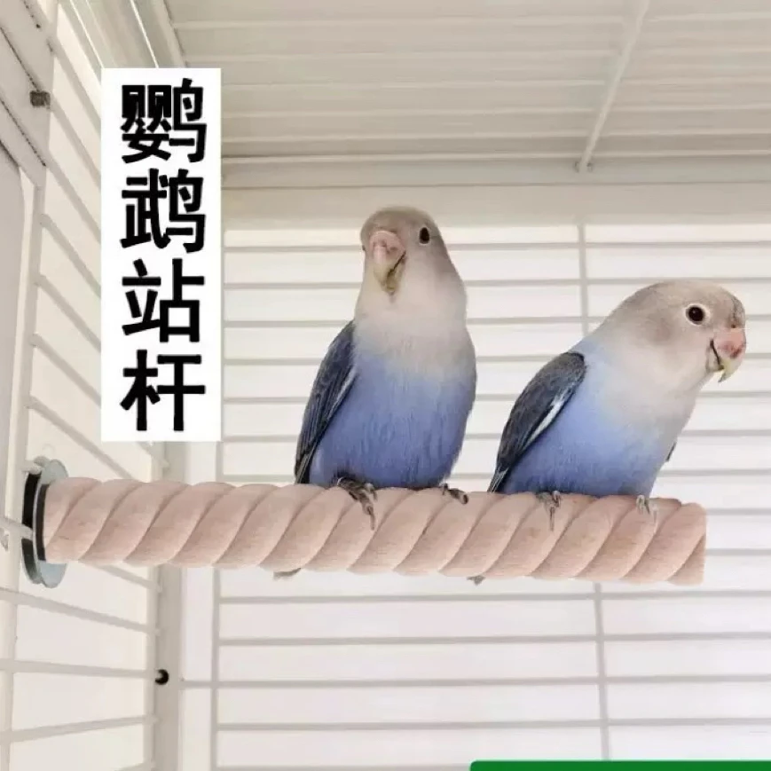 鹦鹉站杆鸟笼站杠麻花螺旋实木天然站棍小鸟用玄凤虎皮玄凤磨爪棒