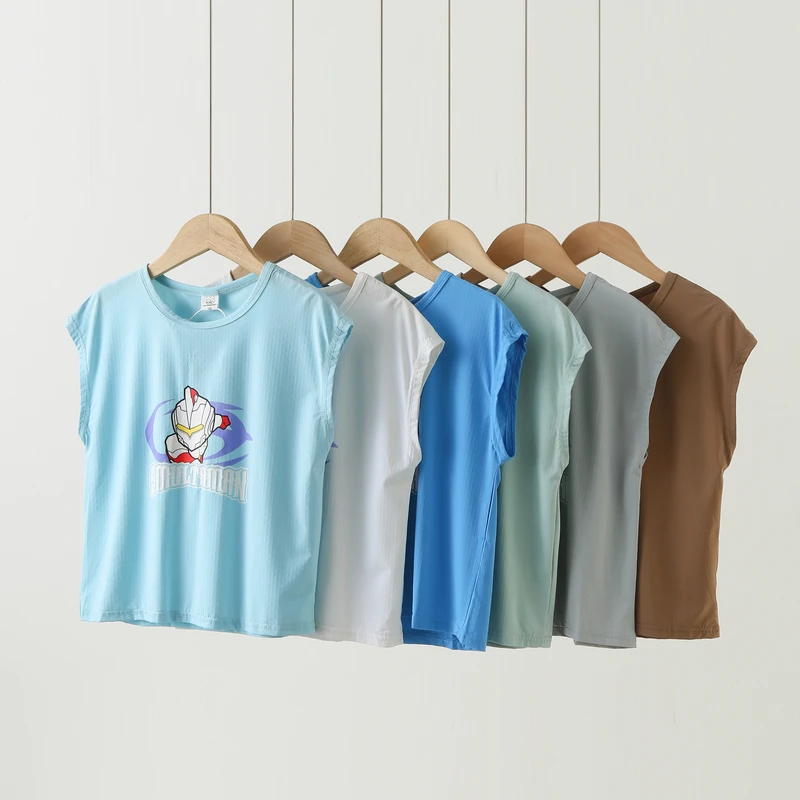 2025夏季新款儿童印花卡通中大童圆领速干休闲背心6201