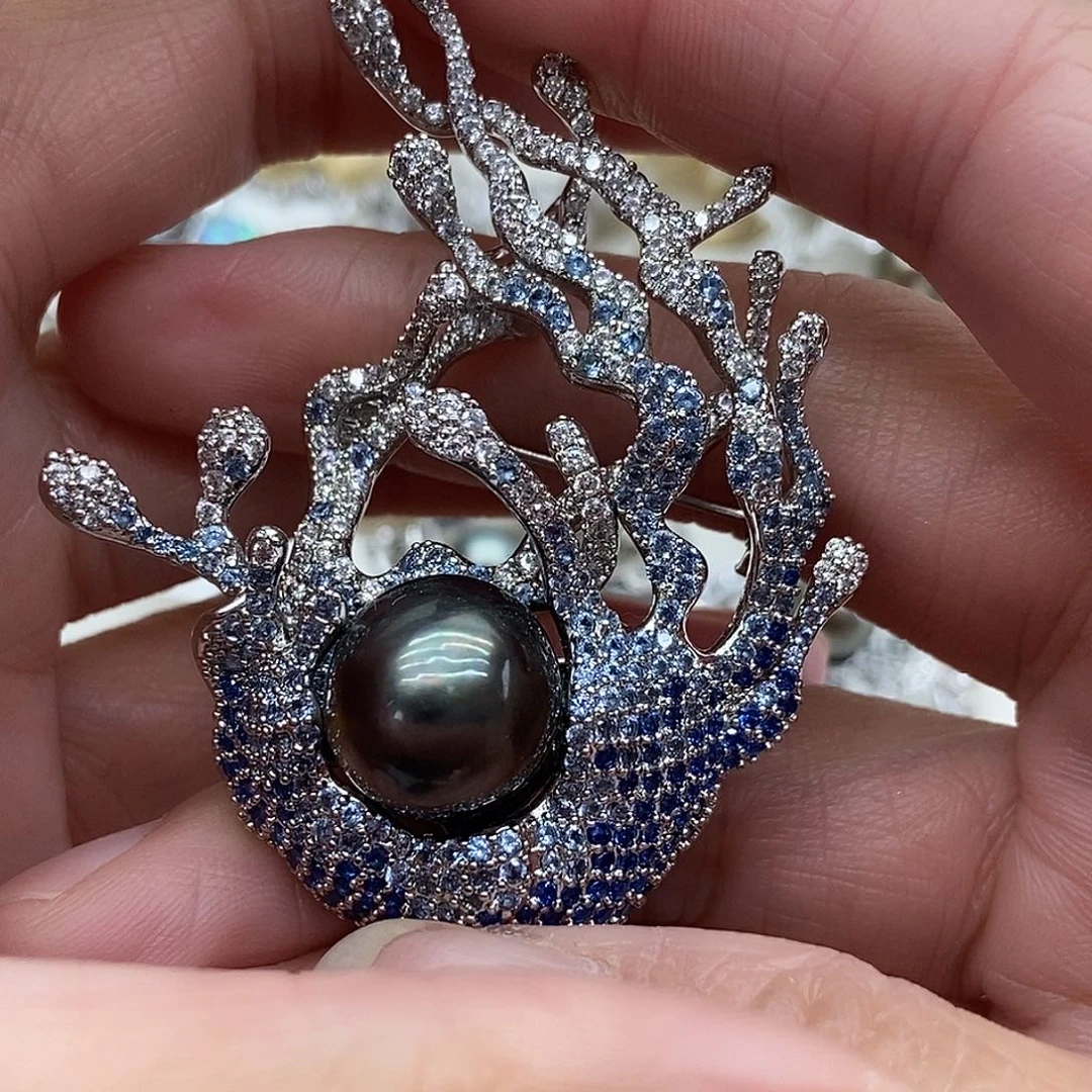 合金海水珍珠胸针