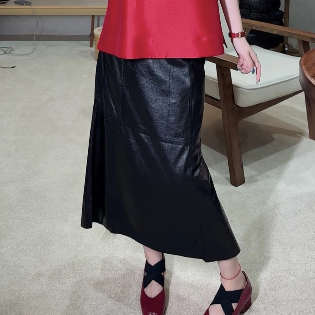 圆舞曲！超薄绵羊皮不规则剪裁新中式半裙！GZ6451