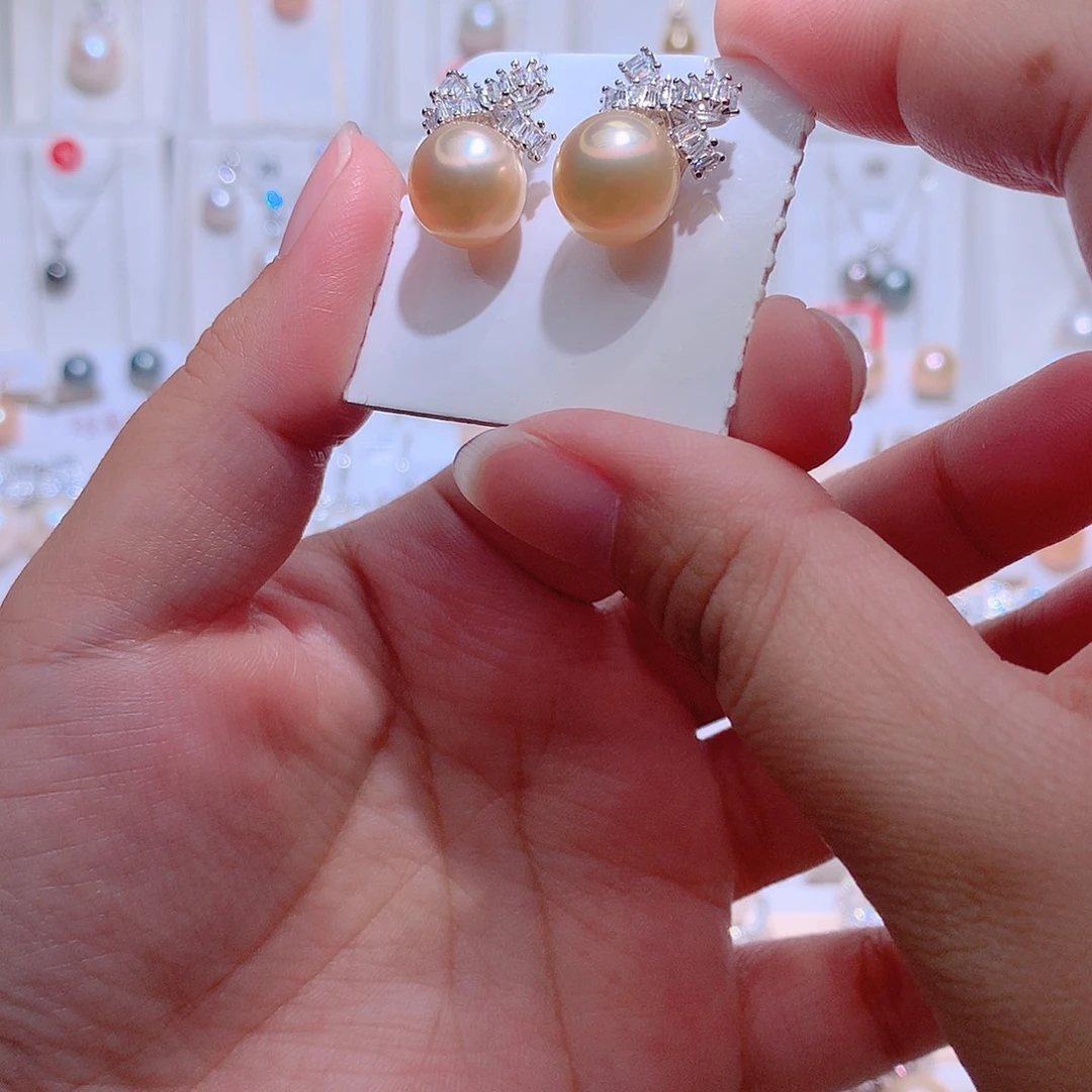 耳饰淡水珍珠银S925镶嵌CC11+