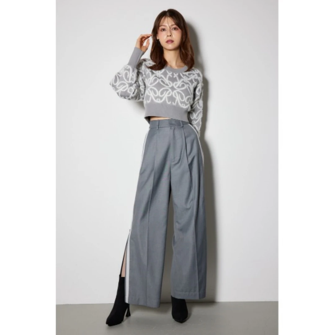 【MonTendre】春夏新款 R 百搭宽松侧面拉链开衩设计光滑休闲裤