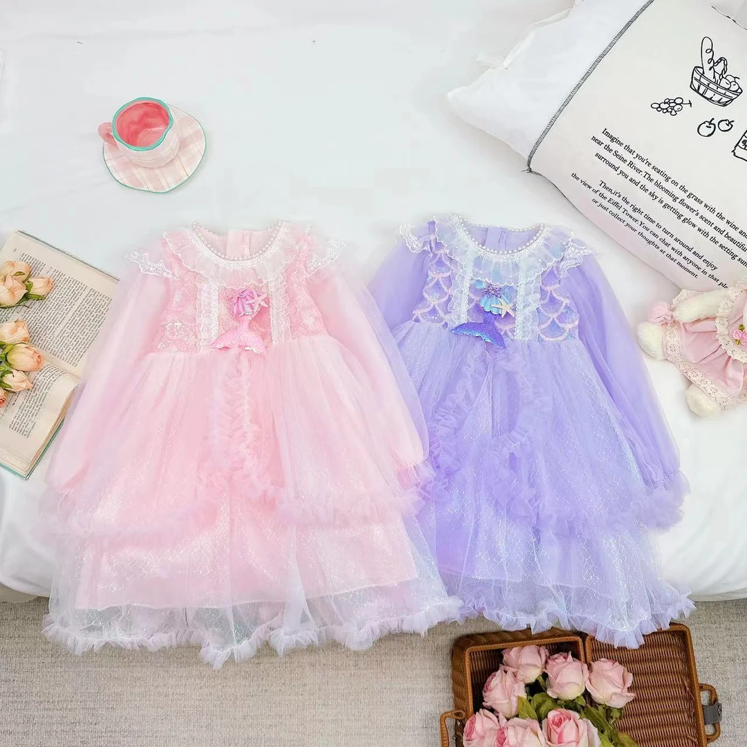 2024春秋新款人鱼公主气质美人儿童洛丽塔连衣裙 D-T112