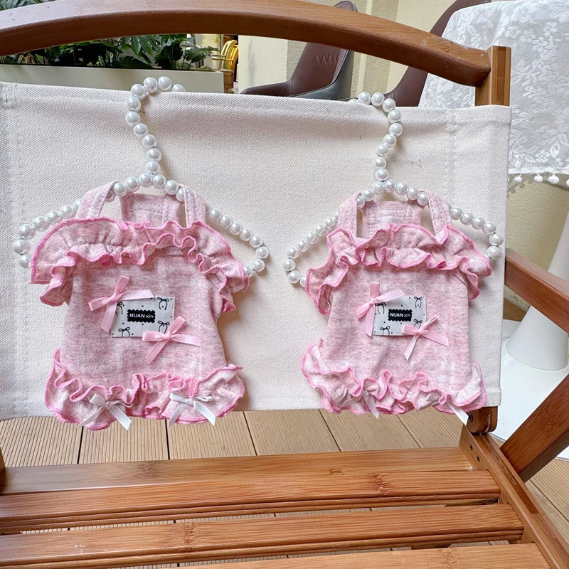 【JoyfulPets】新款宠物棉质甜美风家居打底衫蝴蝶结花边吊带衫