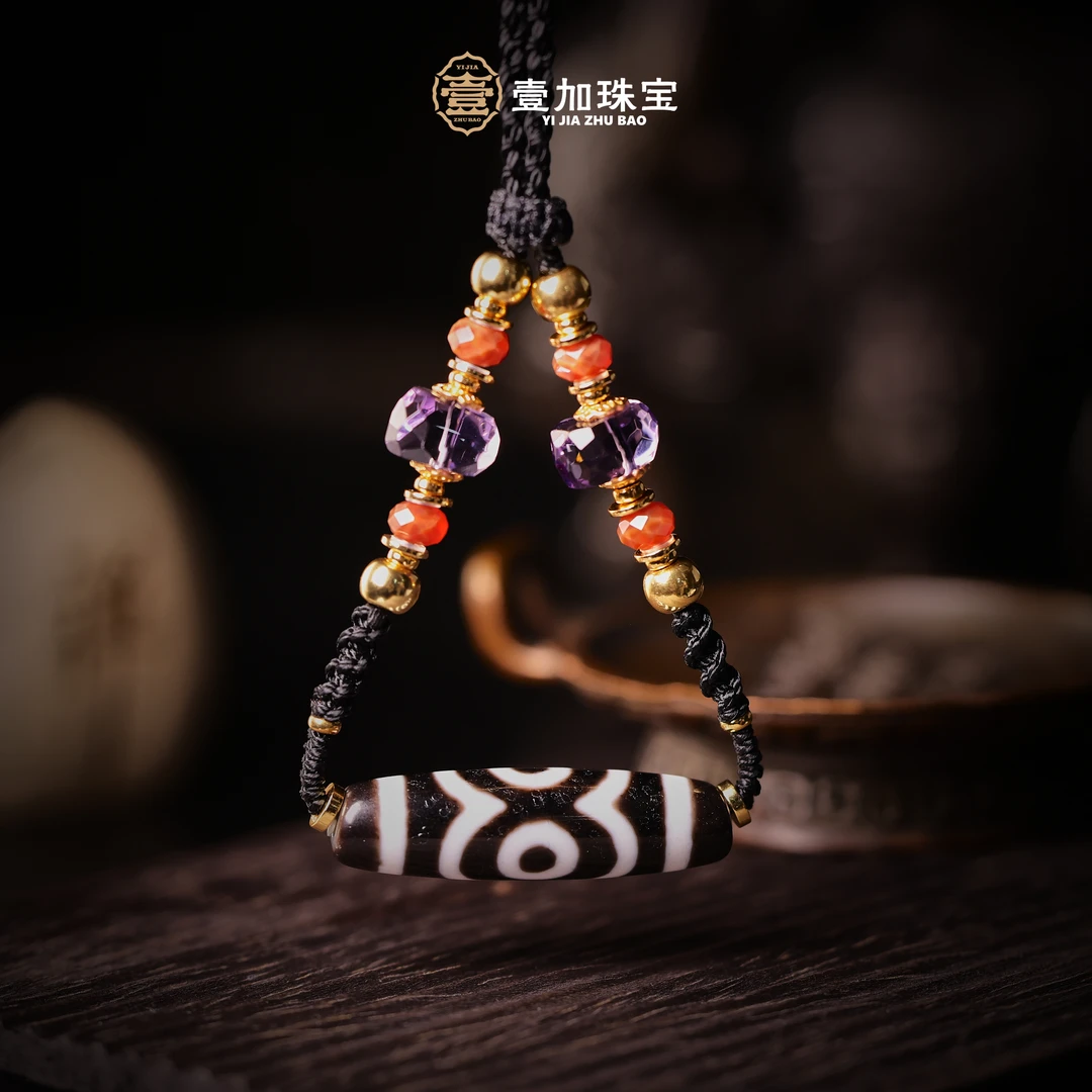 壹加师姐｜手工设计黑白xm三y玛瑙项链多样性发一6911d