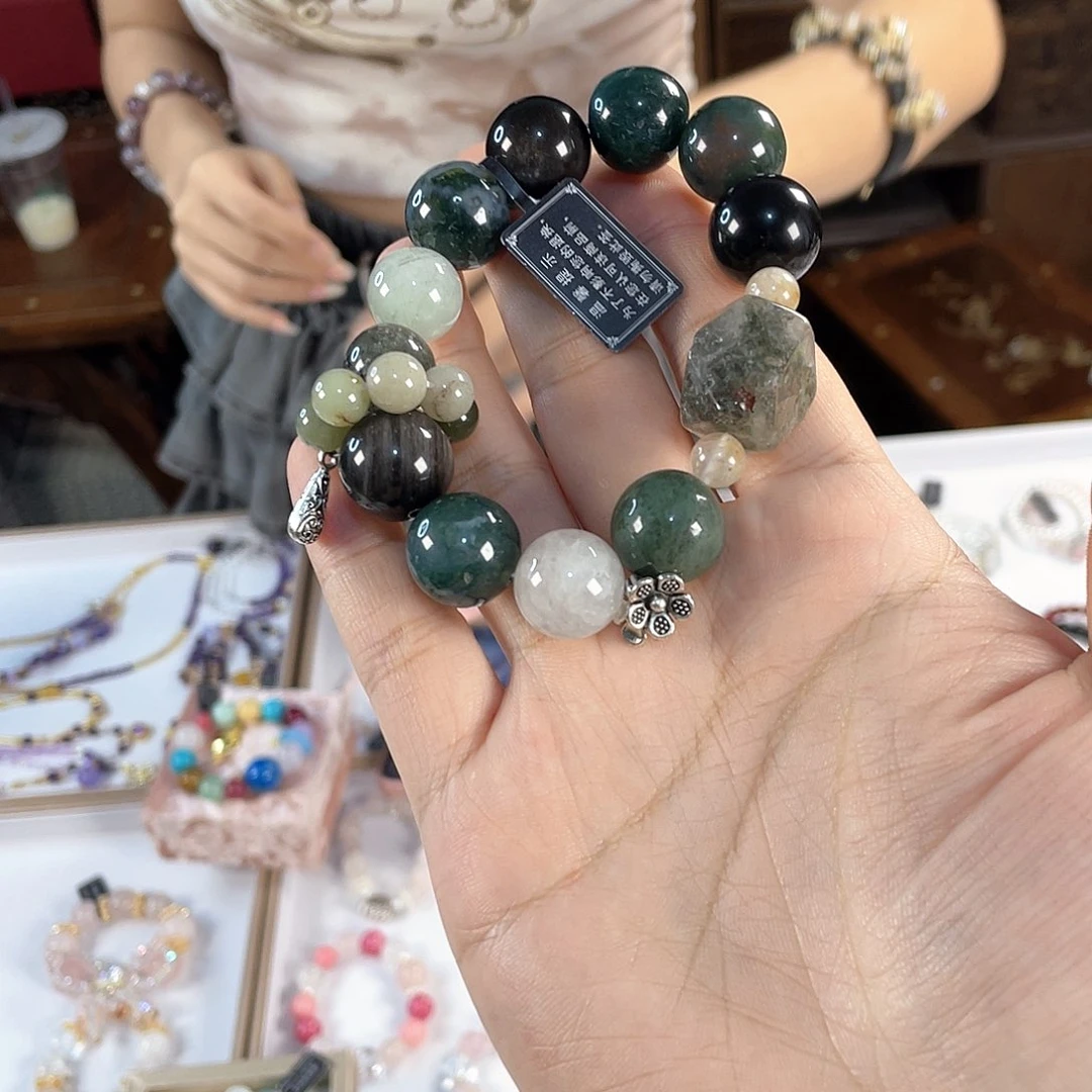 水晶手链银S925镀金镶嵌