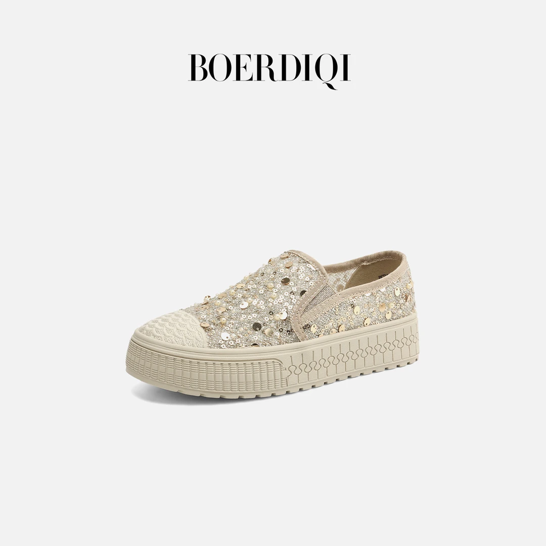 透气清凉 亮片织物面渔夫单鞋BCD145011