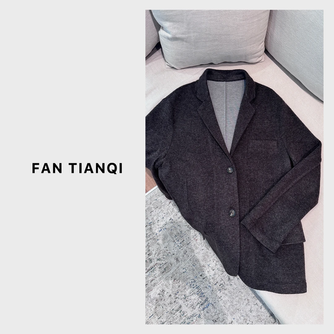 范天奇/FAN TIANQI【混色纱】羊毛毛织混纺修身西装外套FZOT58098