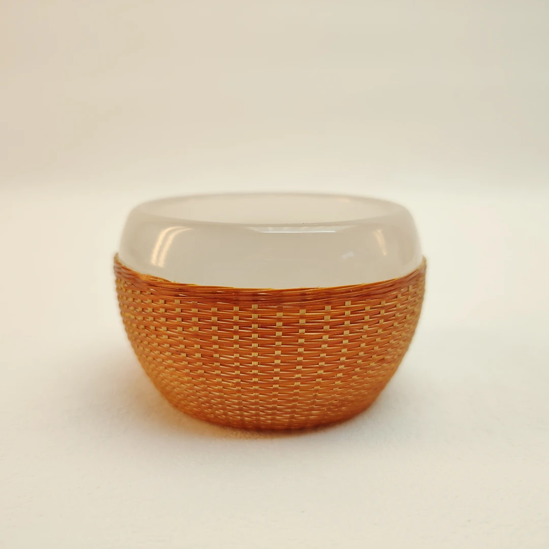 竹丝手工编织高端茶具琉璃杯商务定制礼品独特茶杯非遗手工制作