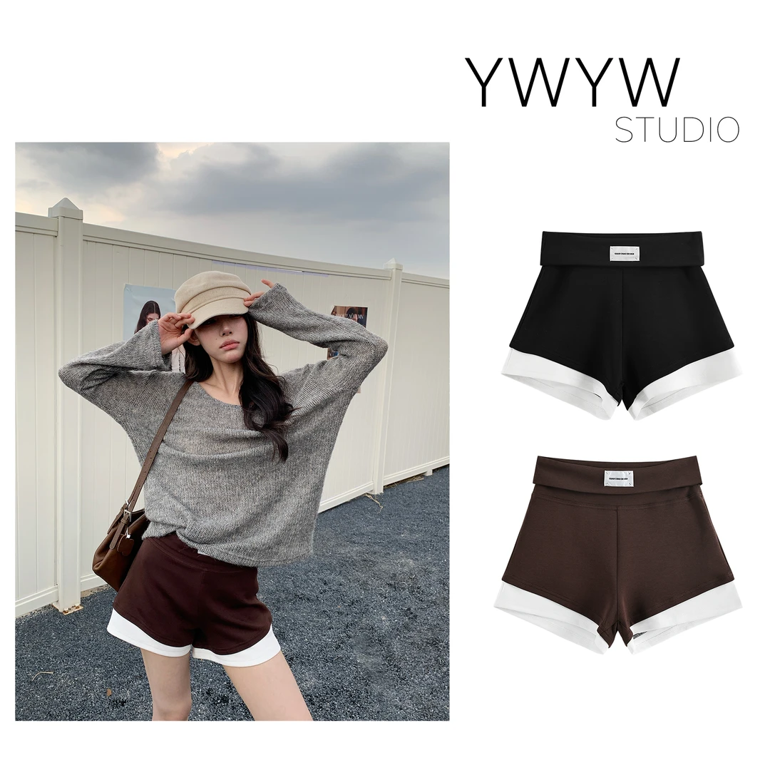 【YWYW25F/W】秋季百搭显腿长气质休闲拼接修身短裤5511