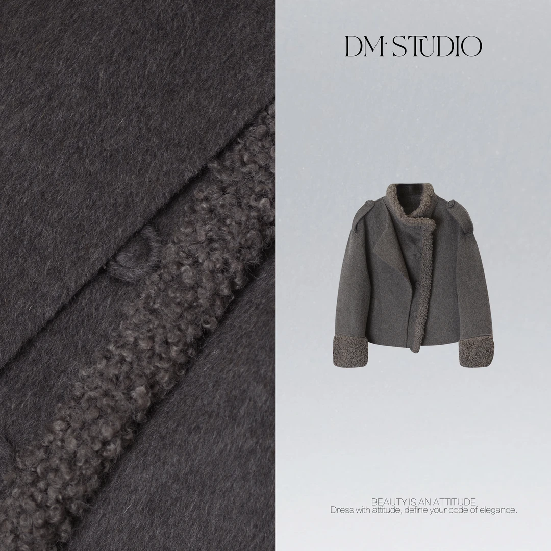 DEDM•STUDIO/小众设计秋冬骆马绒+绵羊毛毛呢外套2511MNWT/85003