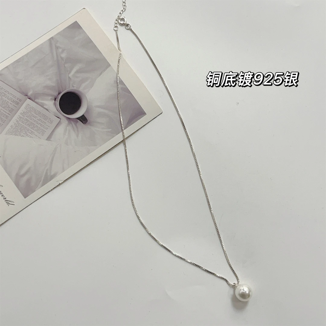 链子925银仿珍珠 【Si&华严选】铜底镀925银珍珠锁骨系简约项链1959