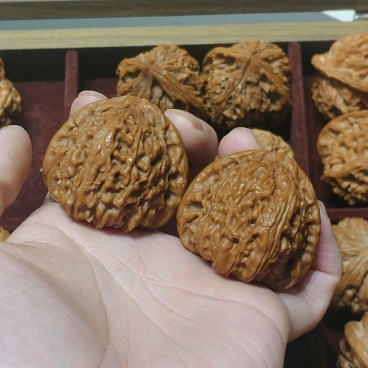 文玩核桃把件三角白
