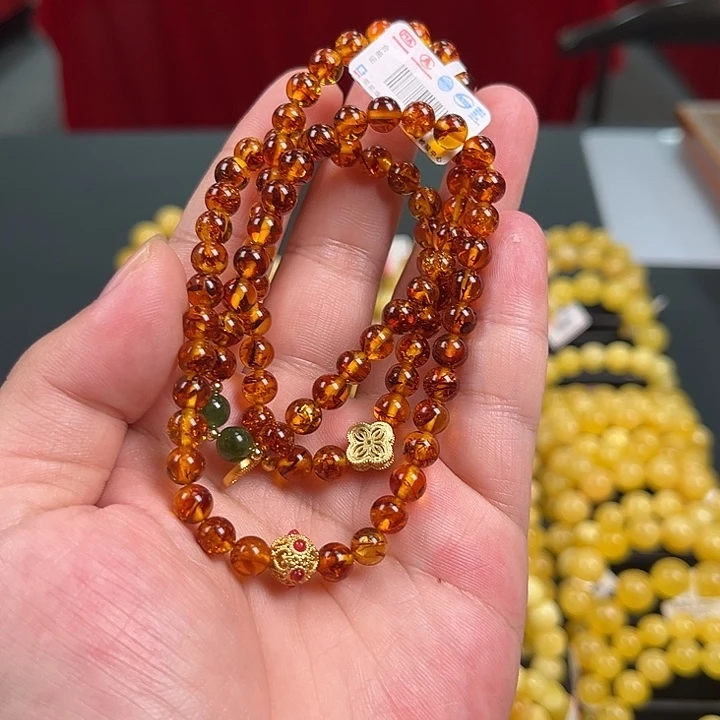 未镶嵌琥珀裸石琥珀项链