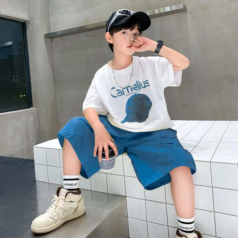 儿童装男童夏装短袖套装2025新款夏季中大童运动夏款酷帅气时髦潮