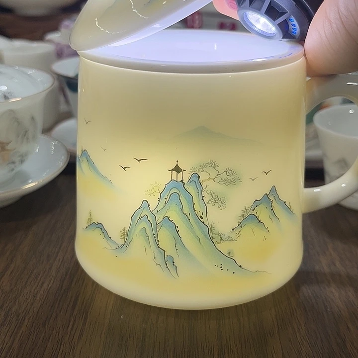 羊脂玉瓷水杯三件套