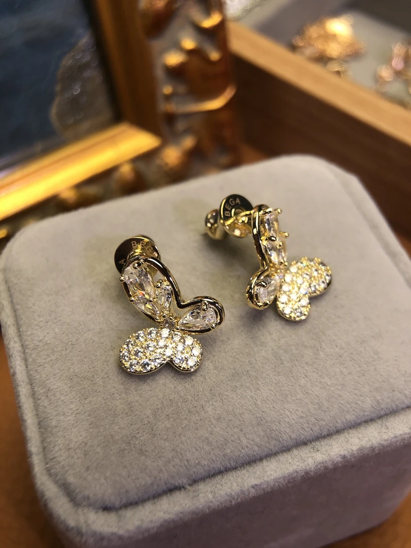 铜合金耳饰 A5394 FR★【闪蝶】耳钉