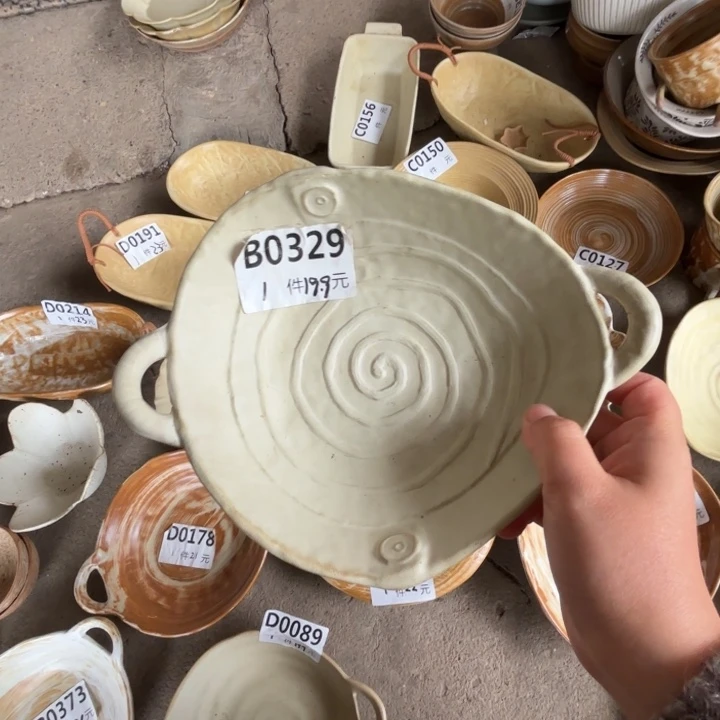 瓷329粗陶异形三角碗1个装