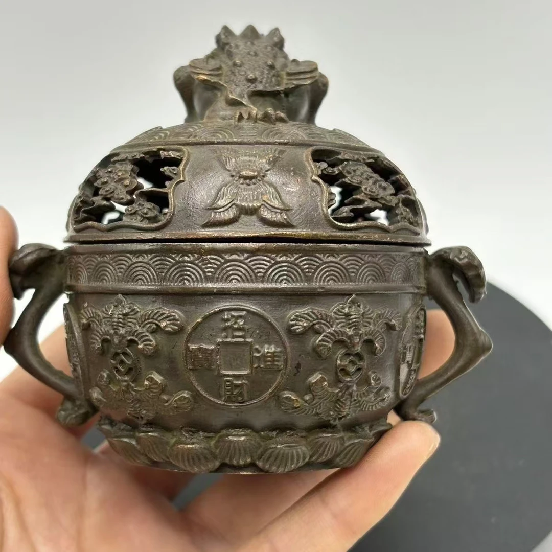 双龙耳金蟾香炉  精品摆件