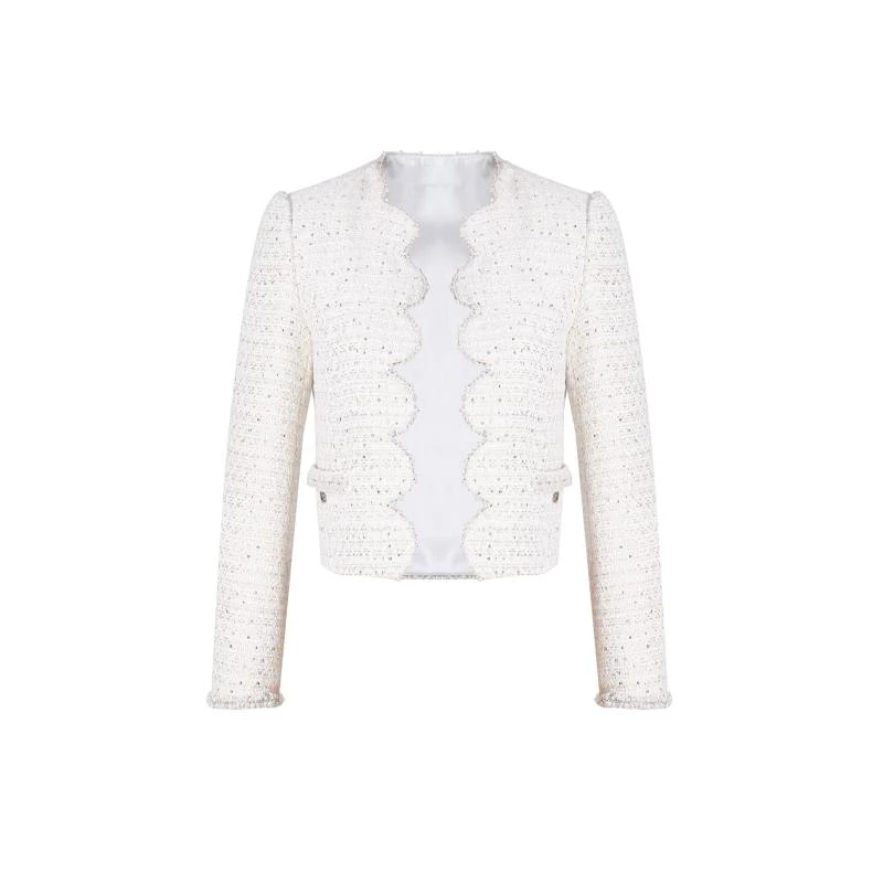 花瓣波浪纹复古高雅淑女百搭24秋东新款名媛香风设计感短外套0057