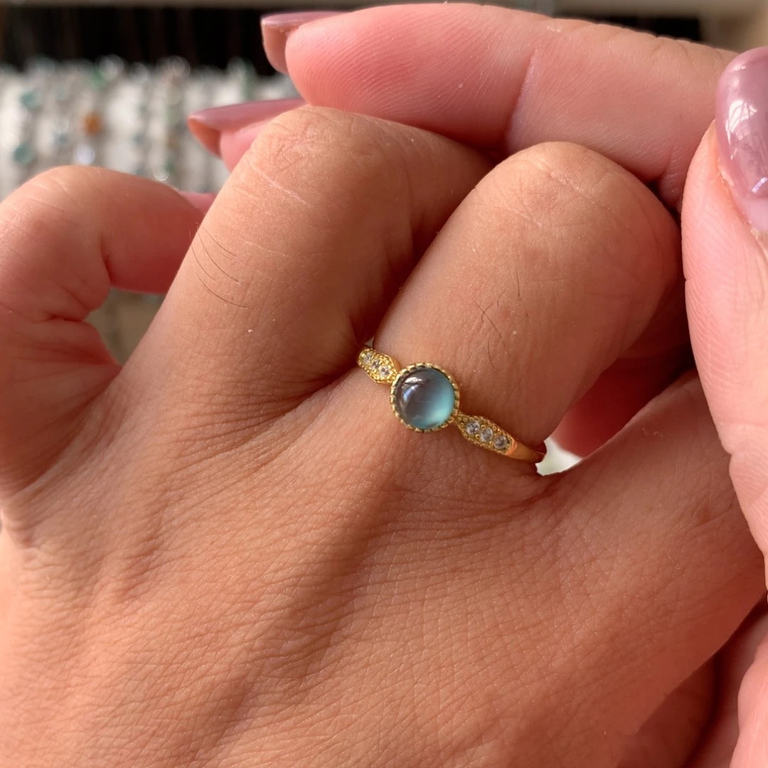 翡翠银S925镶嵌耳饰戒指