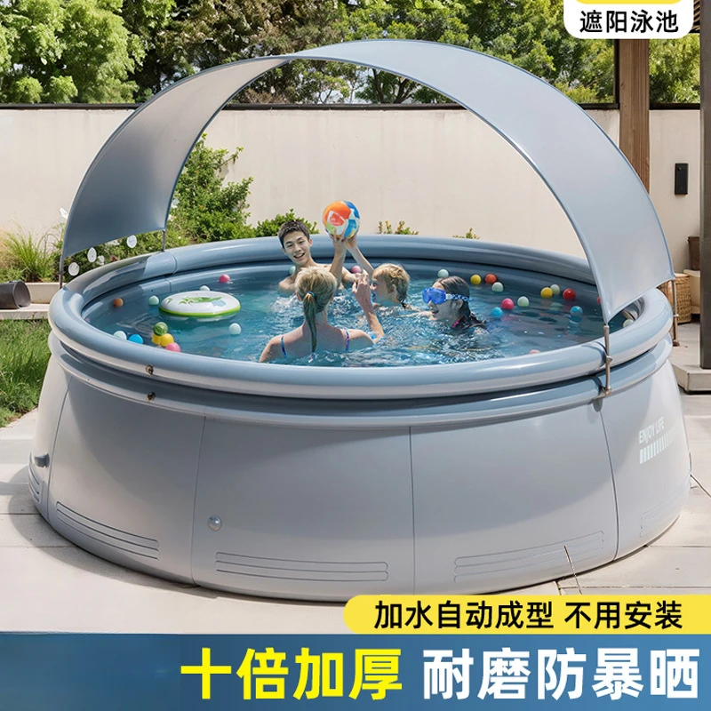 家用遮阳充气夹网游泳池儿童户外折叠宝宝家用婴儿洗澡庭院戏水池