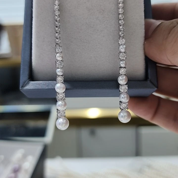 银S925镶嵌淡水珍珠耳饰