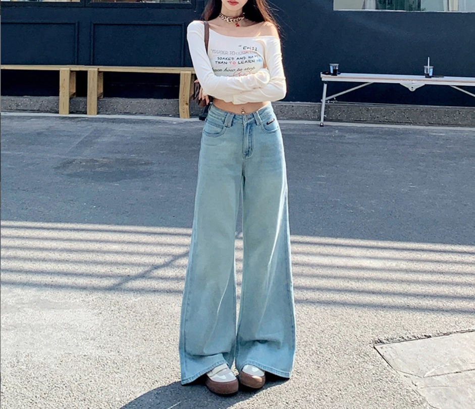 【41】阔腿牛仔裤2025秋季宽松垂感窄版拖地裤