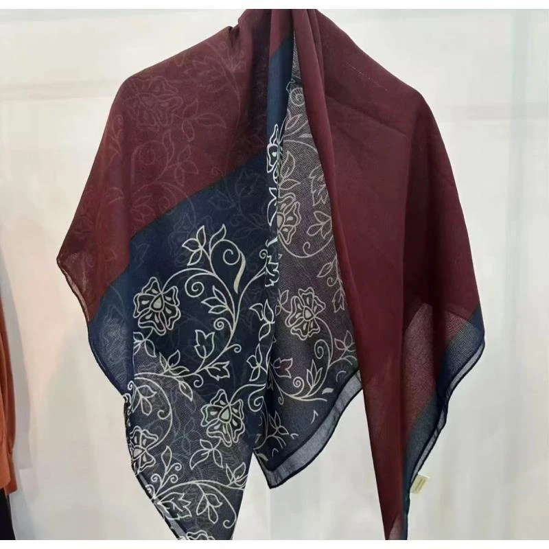 K (绿扣) p19【花藤】 新款丝绵110*110左右方巾夏季防晒方巾