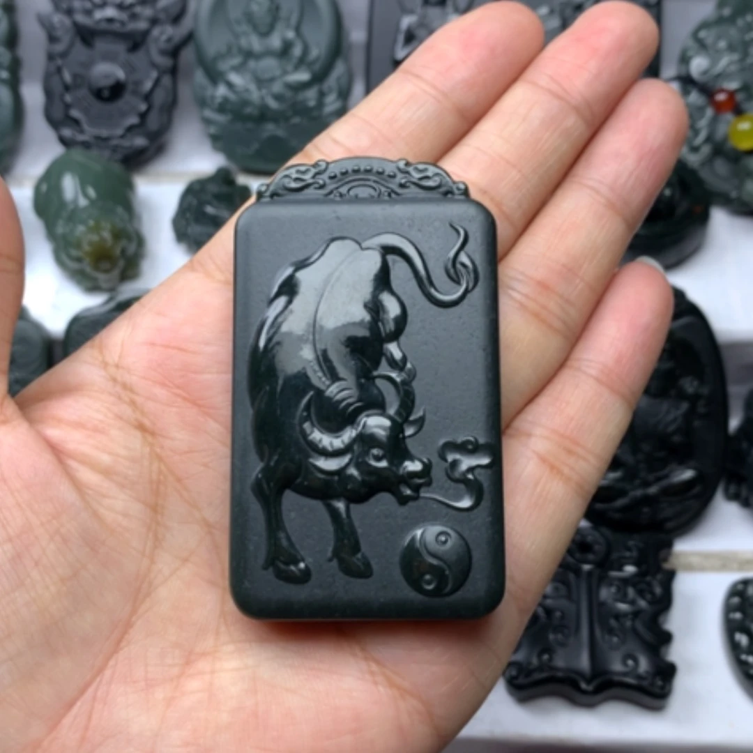 【闪购商品】颈饰未镶嵌和田玉8*后双面雕刻