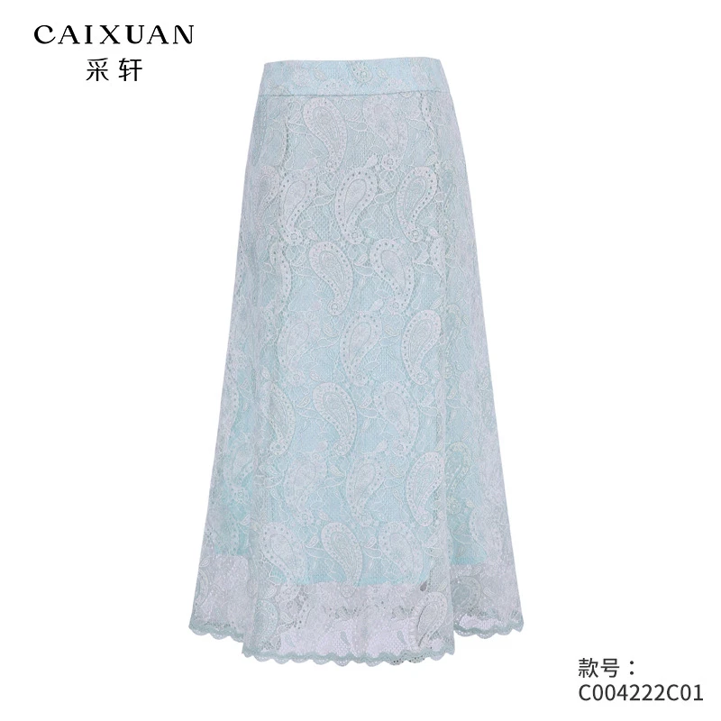 c004222c01CAIXUAN采轩优雅大方气质蕾丝刺绣半截裙