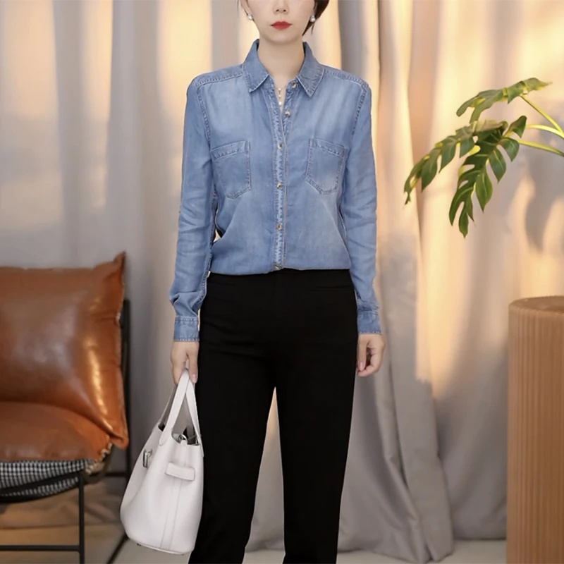 春秋新款时尚显瘦百搭衬衫