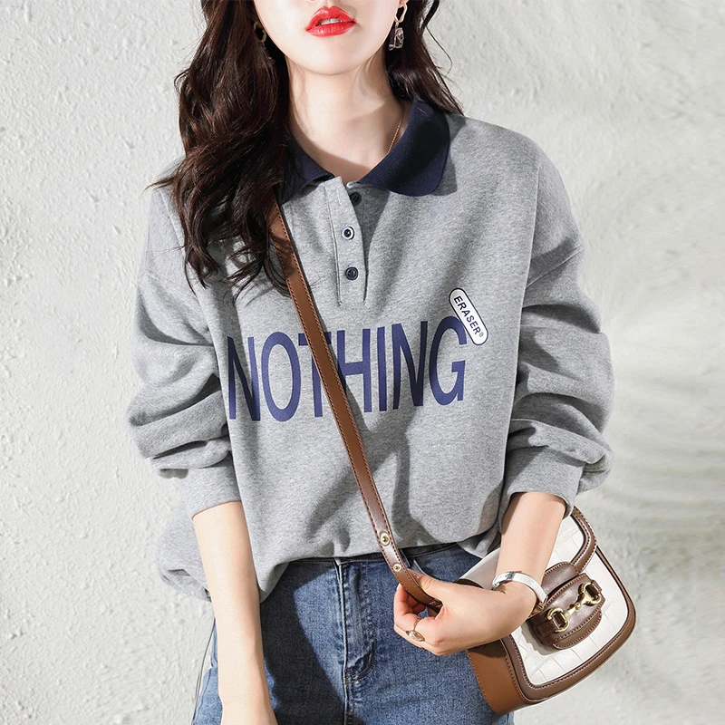 灰色卫衣女春装2025年新款休闲上衣高级感超好看外套潮