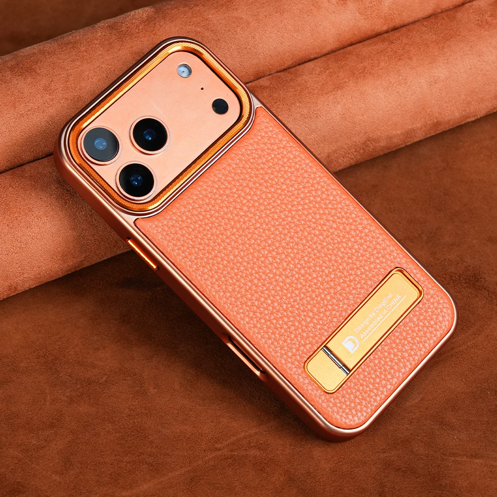 【新品17专属】适用苹果17ProMax真皮手机壳iPhone16pro支架保护壳