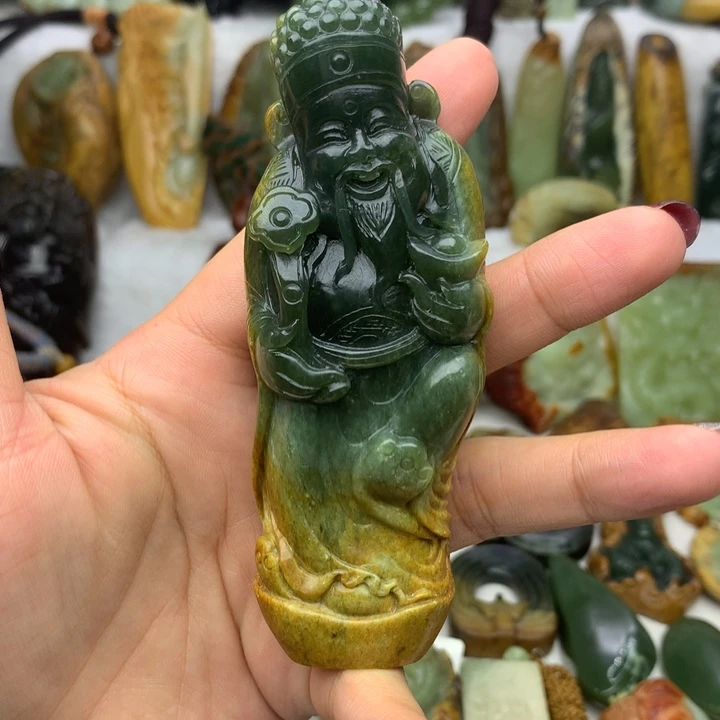 岫岩河磨玉（透闪石质玉）手把未镶嵌超*