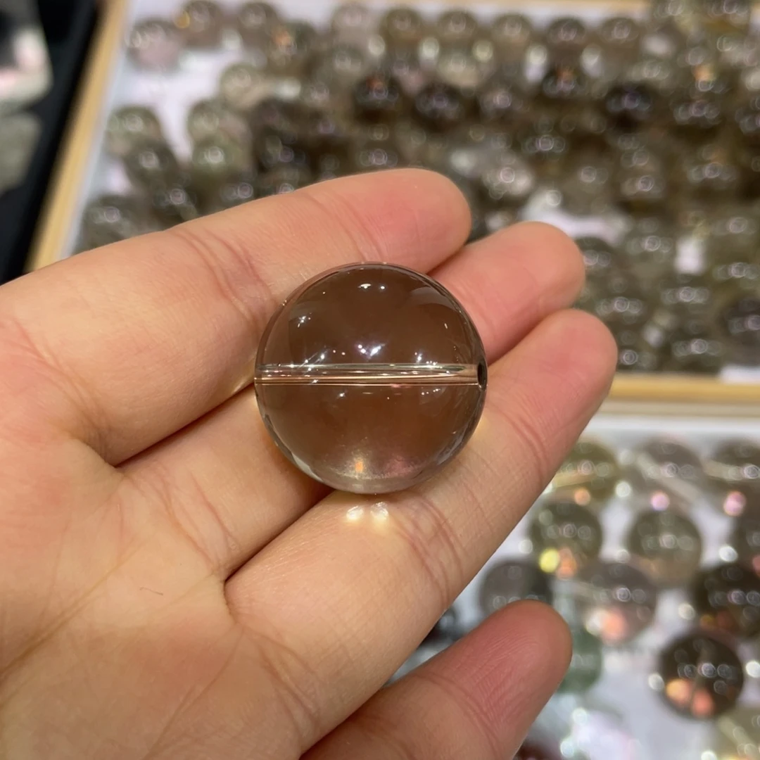 水晶吊坠未镶嵌茶水晶珠子2.4毫米