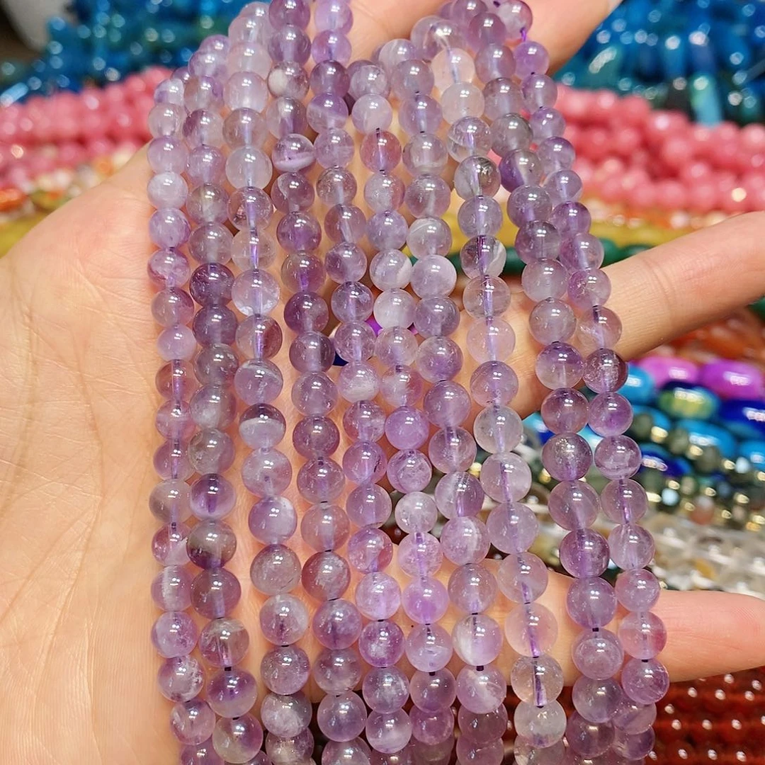 玛瑙/玉髓散珠天然紫水晶6mm一条