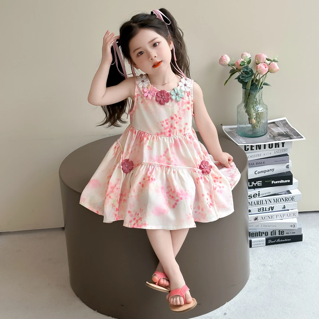女童夏季连衣裙2025新款儿童甜美无袖公主裙小女孩可爱夏装背心裙