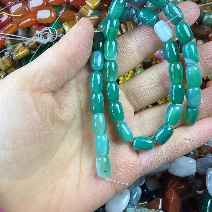 查罗石算珠合金卡8*12枣珠一条