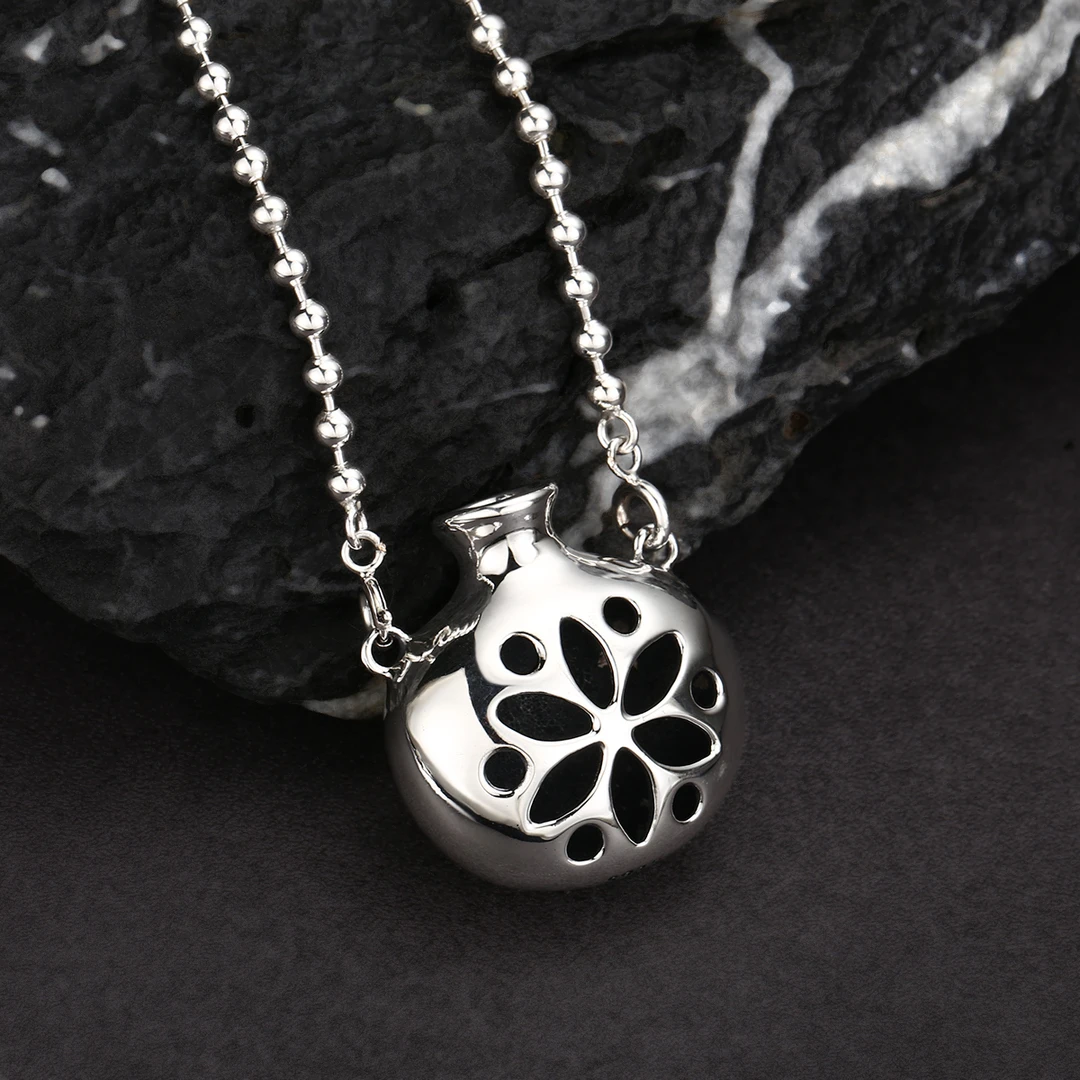 链子925银 时尚轻奢气圆珠樱花香水瓶项链