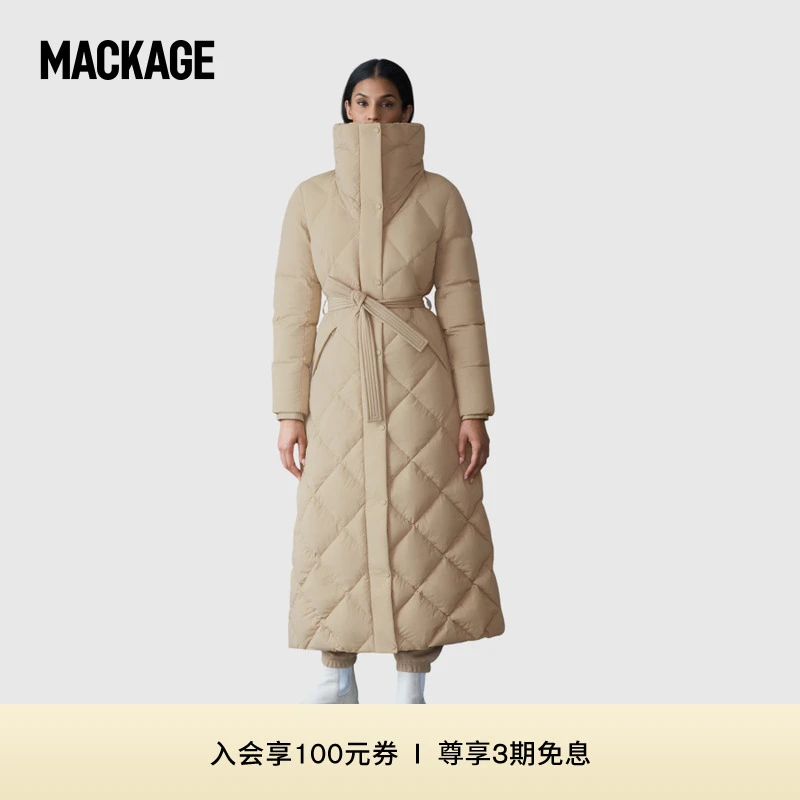 【重磅新品】MACKAGE女士 LAURELLA长款宽领绗缝保暖羽绒服 流光风
