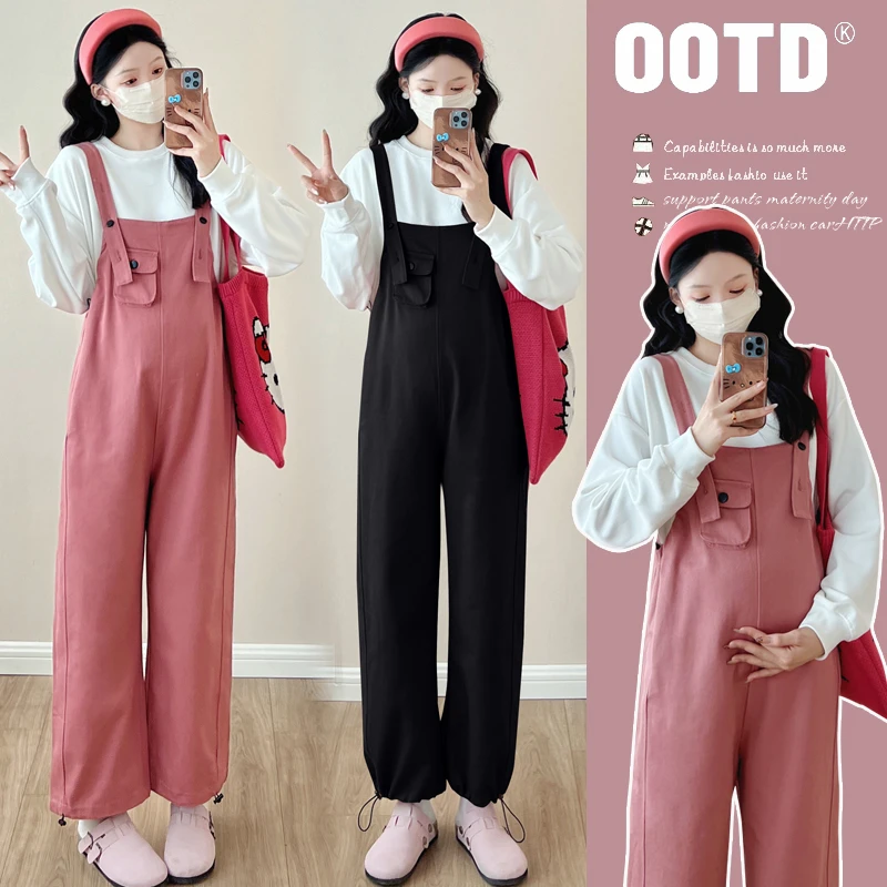 【玫瑰优选】孕妇春季套装新款显瘦背带裤百搭孕妇背带裤孕妇套装